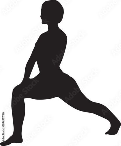 Vector Silhouette Collection: Clean and Bold Designs Meditation yoga exercise on isolated background in gaiety full body length shot.