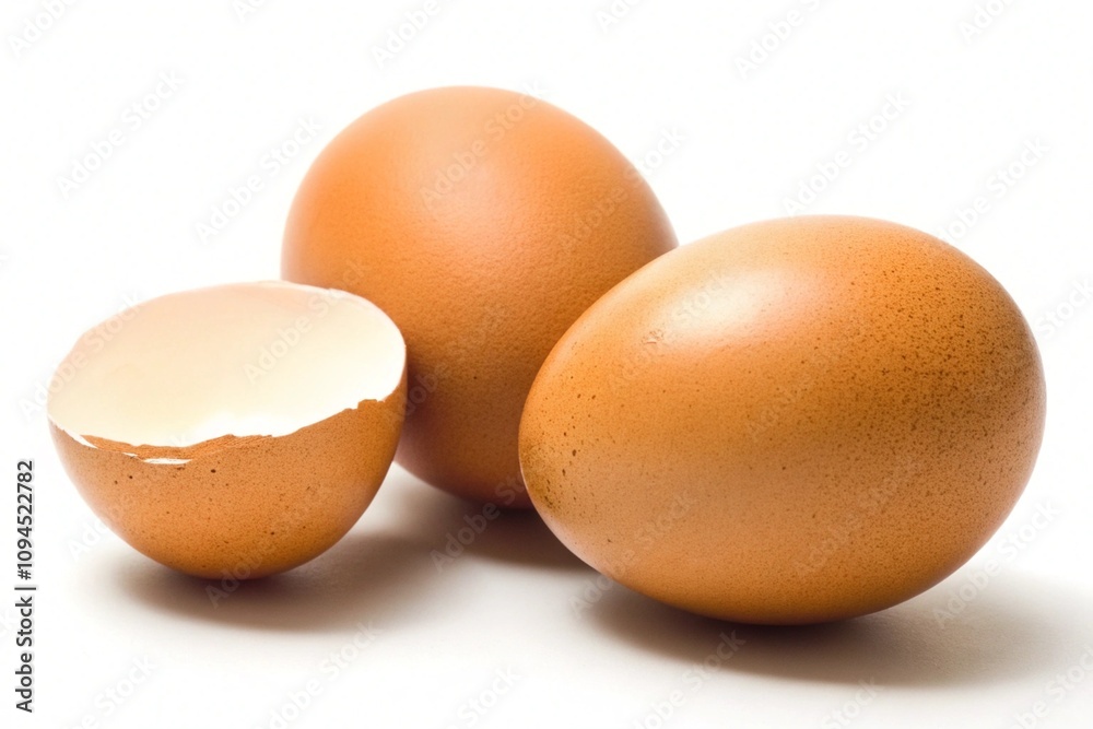 brown chicken eggs resting on a clean white background, showcasing their smooth, natural texture. brown chicken eggs resting on a clean white background, showcasing their smooth, natural texture.