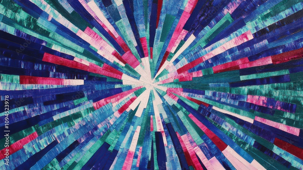 Fototapeta premium Jewel burst with emerald, sapphire, ruby hues and radial patterns