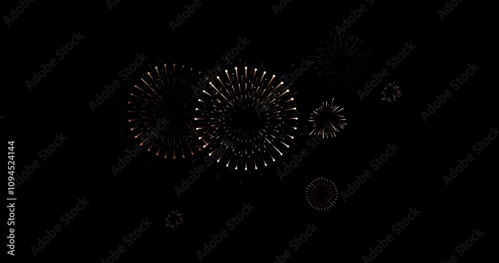 Black background with overlay of fireworks in circular pattern, colorful flashes, and vibrant lights Black background with overlay of fireworks in circular pattern, colorful flashes, and vibrant lights