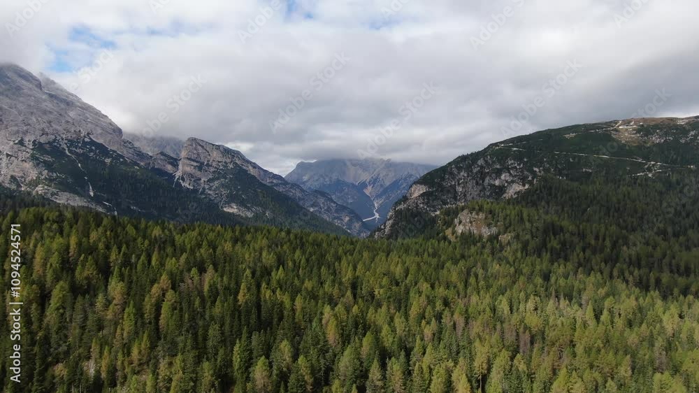 Drone View of Dolomites. Beauty of Green Hills and Mountain in Italy Drone View of Dolomites. Beauty of Green Hills and Mountain in Italy