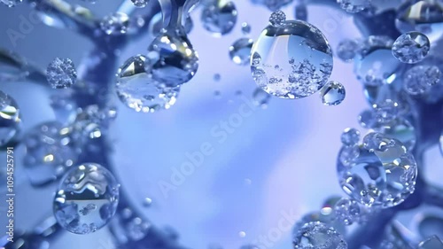 Wallpaper Mural Camera rotates around water exploding outwards, droplets freezing mid-air, catching light in cool blues and purples. Torontodigital.ca