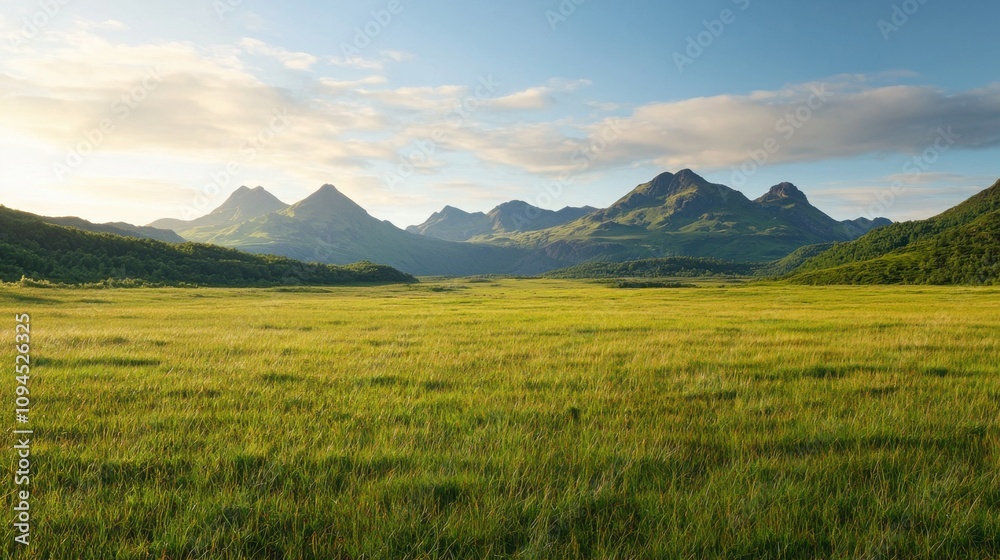 Fototapeta premium Breathtaking mountain landscape open field nature photography scenic view