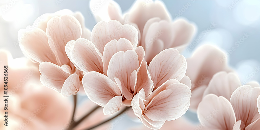 Fototapeta premium Soft Pink Blossom Petals Gracefully Unfurl in a Dreamy, Artistic Close-up