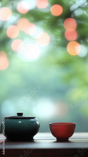 Wallpaper Mural A traditional tea ceremony unfolds with a beautifully arranged tea set and peaceful ambiance Torontodigital.ca