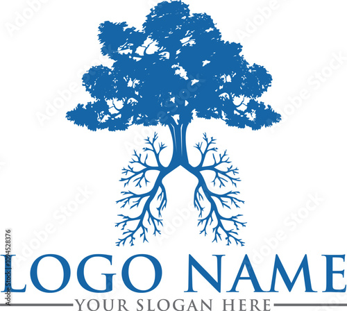 Vector illustration of human lungs in the form of roots or branches of a tree isolated on white background.
