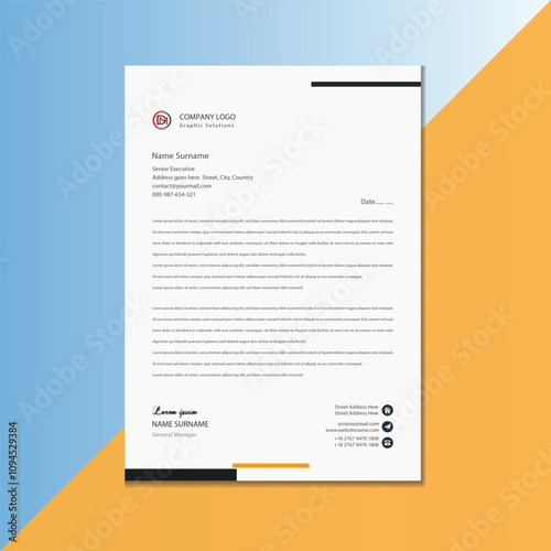 Corporate modern letterhead design,production company stationery design,Clean and professional corporate company business letterhead