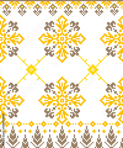Abstract art for background, print, fabric, handmade, embroidery, Pixel pattern, seamless Geometric ethnic oriental, carpet, wallpaper, clothing, wrapping, Batik, fabric, and illustration embroidery.