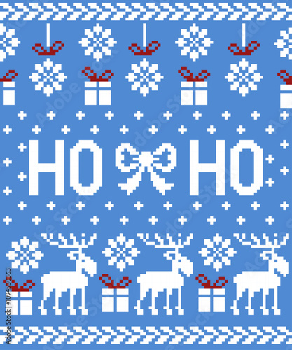 Christmas abstract art background, print, fabric, handmade, embroidery, Pixel pattern, seamless Geometric ethnic oriental, wallpaper, clothing, wrapping, Batik, fabric, and illustration embroidery.