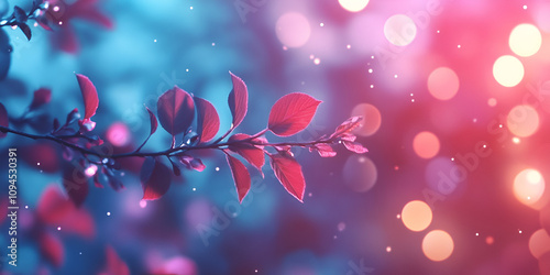  Blossom Branch at Sunset with Bokeh Background