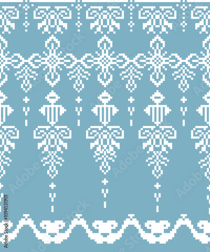Abstract art for background, print, fabric, handmade, embroidery, Pixel pattern, seamless Geometric ethnic oriental, carpet, wallpaper, clothing, wrapping, Batik, fabric, and illustration embroidery.