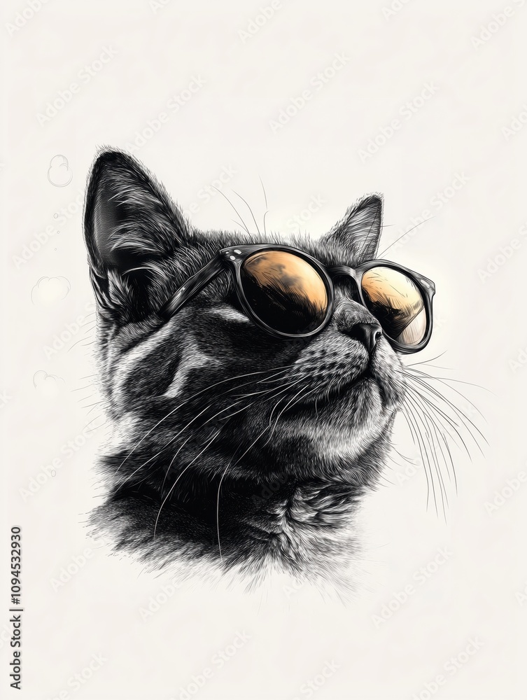 Cool cat wearing sunglasses: portrait of a fashionable feline Cool cat wearing sunglasses: portrait of a fashionable feline