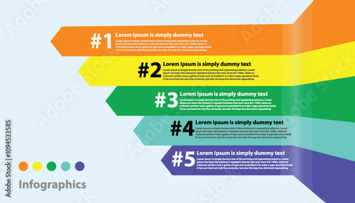 Five stages points infographics template vector illustration design background