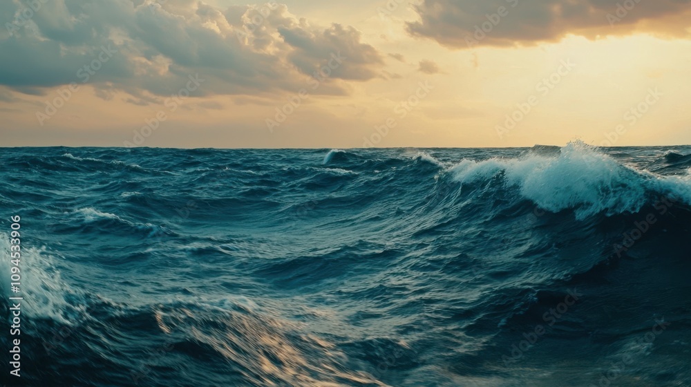 Fototapeta premium Ocean waves at sunset nature photography coastal environment serenity