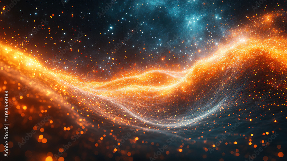 Cosmic swirl of fiery colors and stars in a vast galaxy captured in an abstract representation of the universe. Generative AI Cosmic swirl of fiery colors and stars in a vast galaxy captured in an abstract representation of the universe. Generative AI