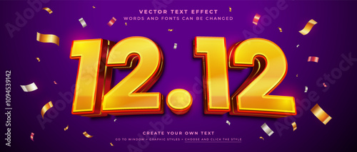 12.12 December sale text effect, vector graphic styles