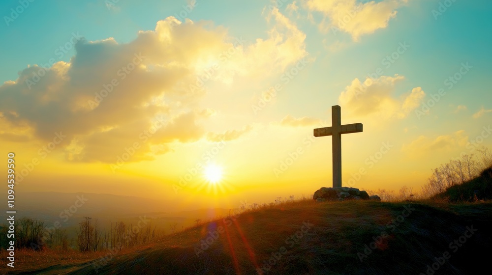 Silhouette of wooden Christian cross on open field during sunset Silhouette of wooden Christian cross on open field during sunset