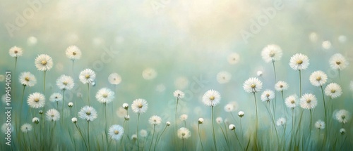 White daisies blooming in a lush green meadow during a sunny spring day