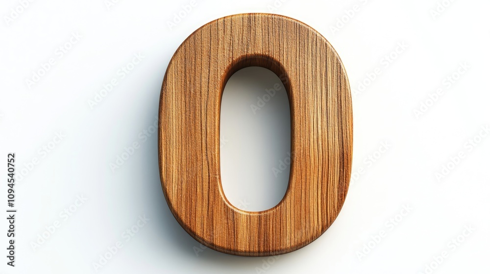 3D wooden numeral zero on a white background, featuring a warm, charming texture resembling a storybook illustration with natural wood grain. 3D wooden numeral zero on a white background, featuring a warm, charming texture resembling a storybook illustration with natural wood grain.
