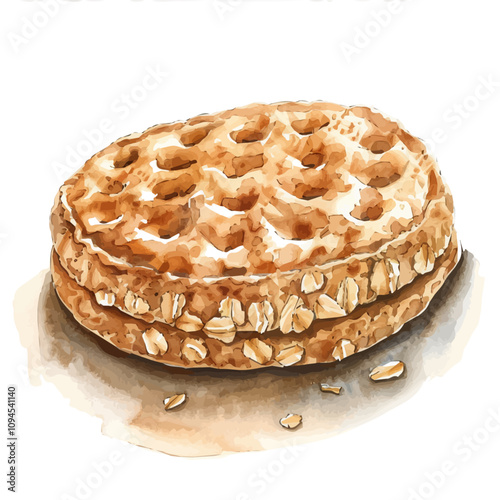 A watercolor of Hobnob Biscuit, isolated on a white background. Hobnob Biscuit vector.