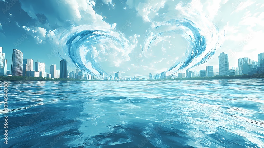Digital technology blue abstract vortex city illustration poster background Digital technology blue abstract vortex city illustration poster background