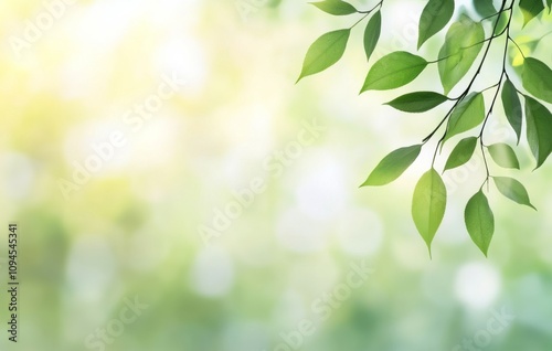 Leaves glisten in soft sunlight with blurred background creating a tranquil a...