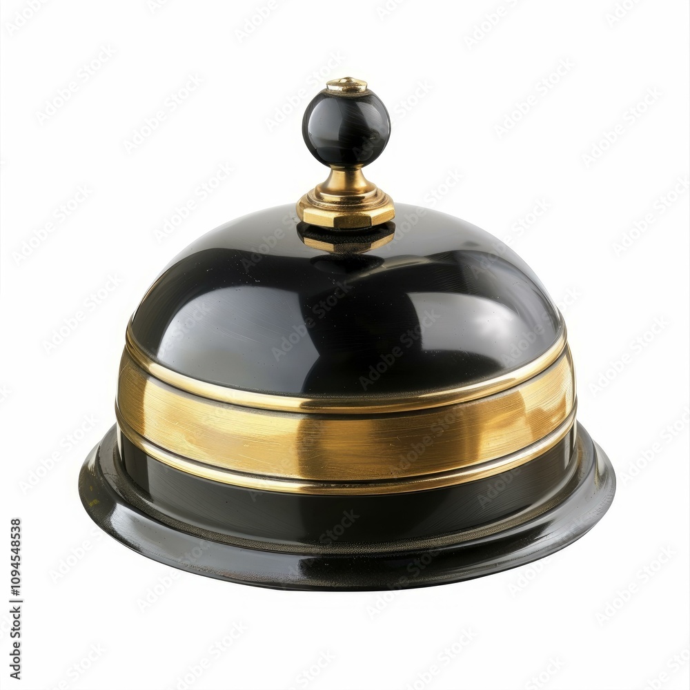 Classic reception bell sitting on white background, ready to ring