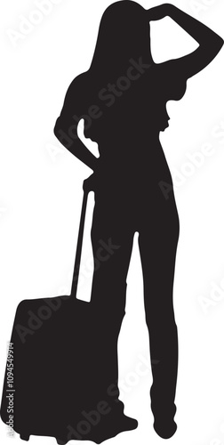 Vector Silhouette Collection: Clean and Bold Designs collection " Back view of  people with suitcase ".