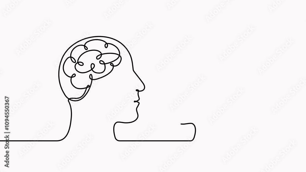 Robot vs human continuous line drawing animation. Future technology concept animated video.