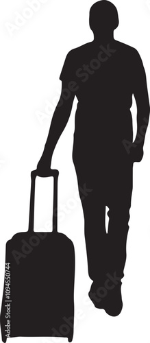 Vector Silhouette Collection: Clean and Bold Designs collection " Back view of  people with suitcase ".