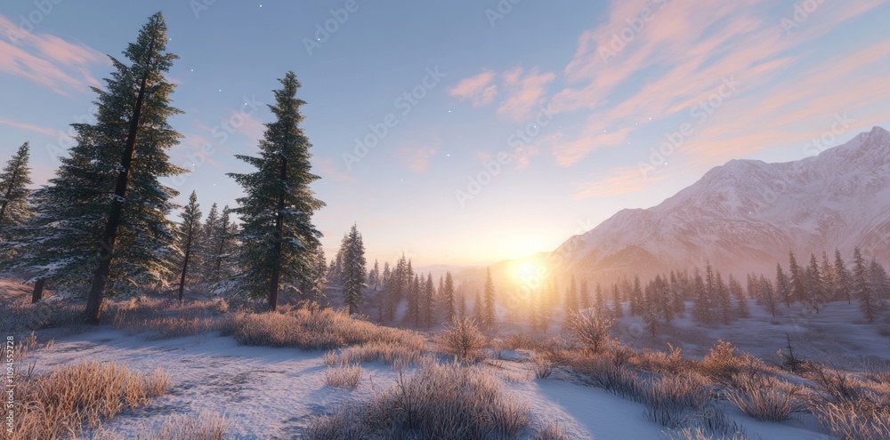 Landscape with snow-covered trees and mountains in winter, Snow, Winter, Landscape, Trees, Mountains, Snowy, Cold, Frozen Landscape with snow-covered trees and mountains in winter, Snow, Winter, Landscape, Trees, Mountains, Snowy, Cold, Frozen