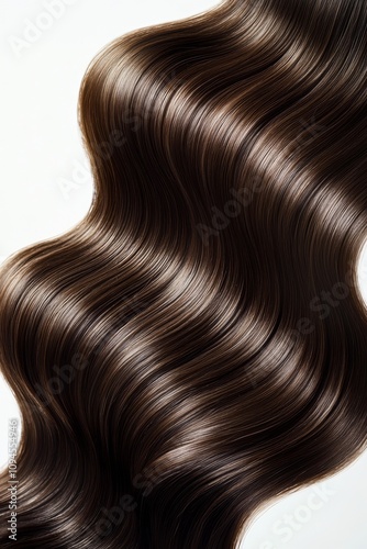 Elegant wavy brunette hair displayed in soft curls and shine under natural light