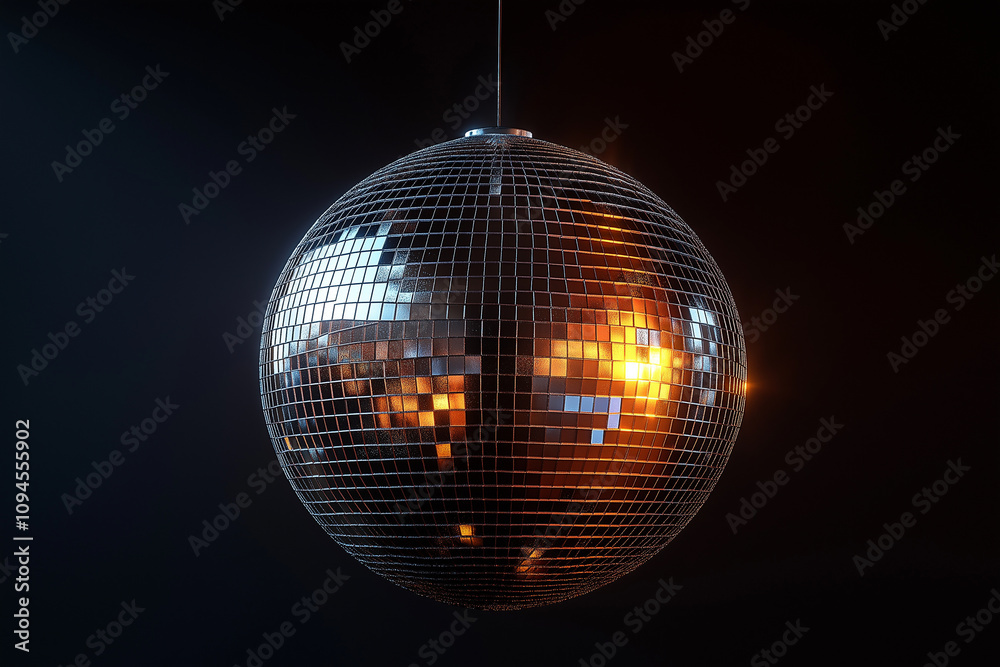 Fototapeta premium Disco Ball isolated on a black background. Celebration disco party concept. 