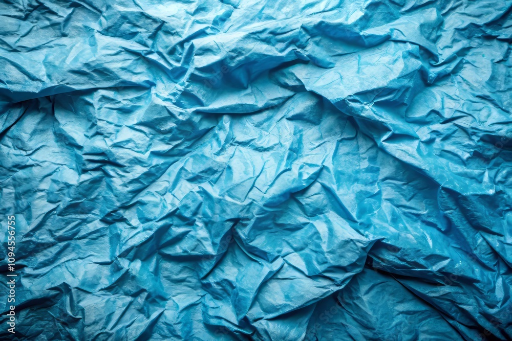 Fototapeta premium Textured Blue Crumpled Paper Background for Minimalist Design - Ideal for Creative Projects, Presentations, and Digital Art with Beautiful Blue Tones and Unique Texture