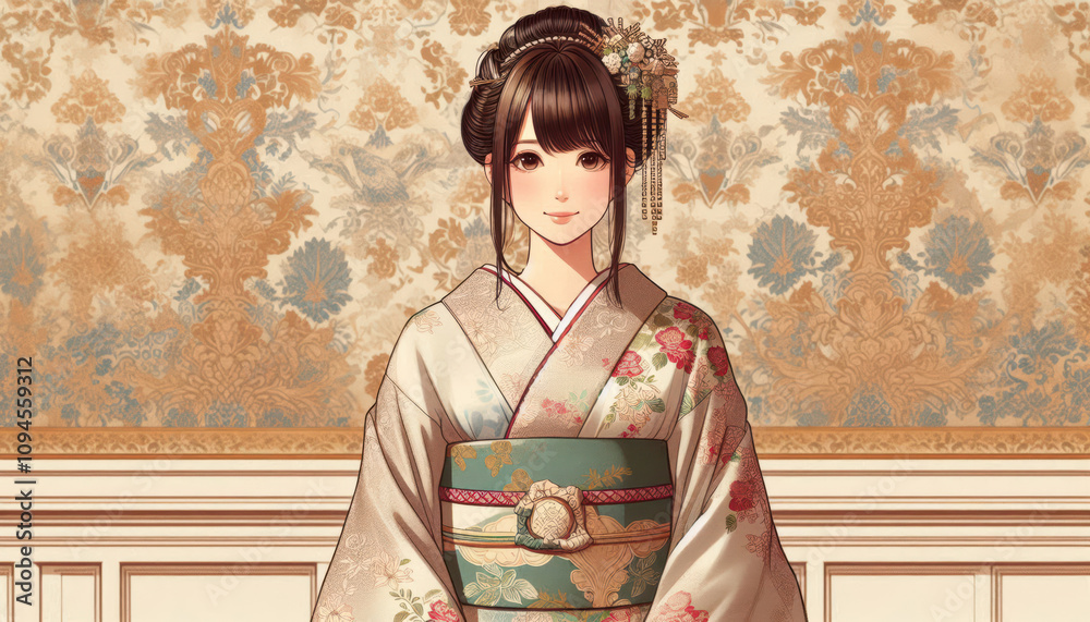 着物の女性／イラスト