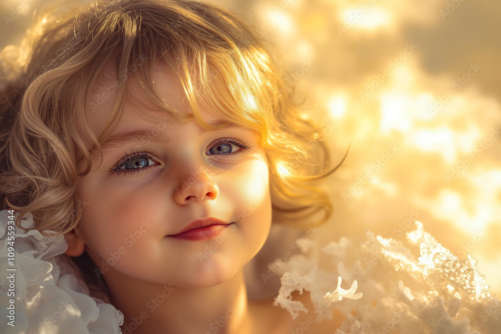 A little girl with blue eyes laying in the snow A little girl with blue eyes laying in the snow