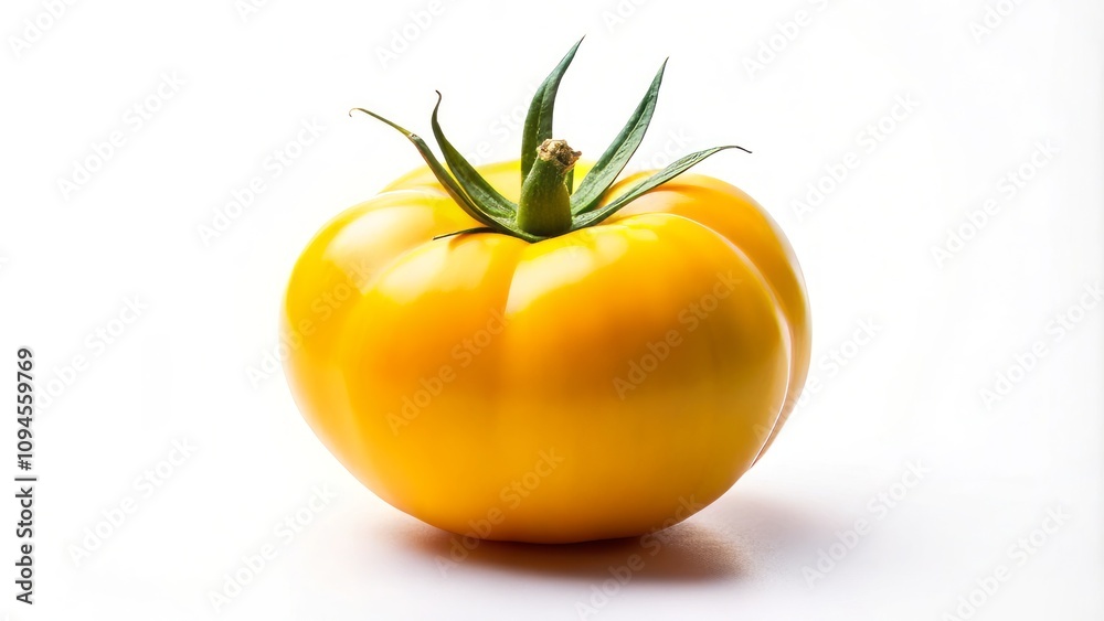 Vibrant Yellow Tomato Isolated on White Background Showcasing Freshness and Natural Beauty for Culinary and Health-Related Stock Photography Needs Vibrant Yellow Tomato Isolated on White Background Showcasing Freshness and Natural Beauty for Culinary and Health-Related Stock Photography Needs
