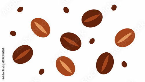 Coffee beans scattered vector illustration