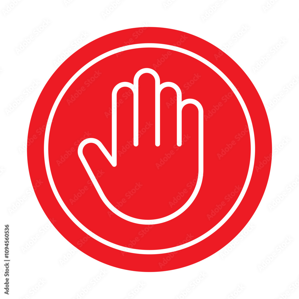 Stop hand icon vector. Do not touch illustration sign. Hand forbidden symbol. Stop hand icon vector. Do not touch illustration sign. Hand forbidden symbol.