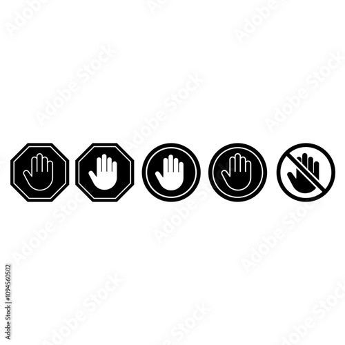 Stop hand icon vector set. Do not touch illustration sign collection. Hand forbidden symbol.