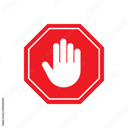 Stop hand icon vector. Do not touch illustration sign. Hand forbidden symbol.