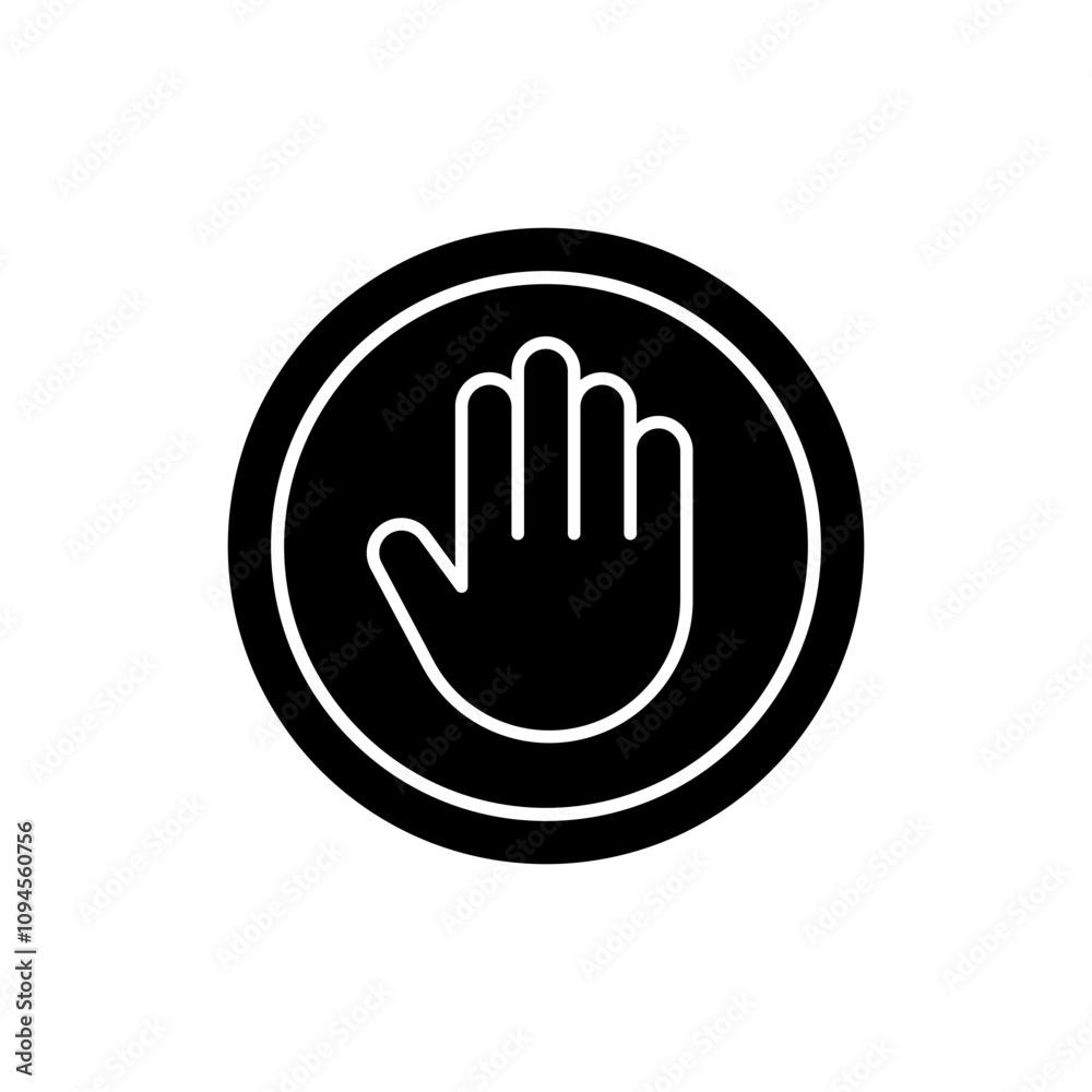 Stop hand icon vector. Do not touch illustration sign. Hand forbidden symbol. Stop hand icon vector. Do not touch illustration sign. Hand forbidden symbol.