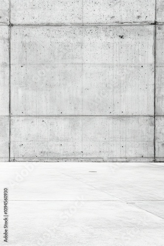 Gray concrete wall with minimalist design and smooth surface in modern space