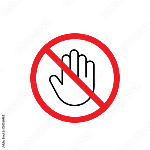 Stop hand icon vector. Do not touch illustration sign. Hand forbidden symbol.