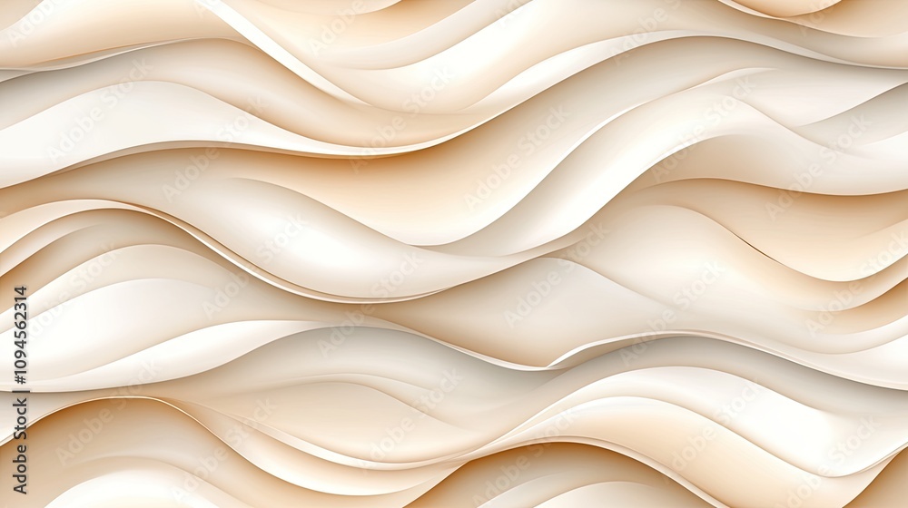 Obraz premium Soft curves and delicate shading in light gray and ivory white evoke the fluidity of hair's texture, merging impressionism with fantasy art SEAMLESS PATTERN