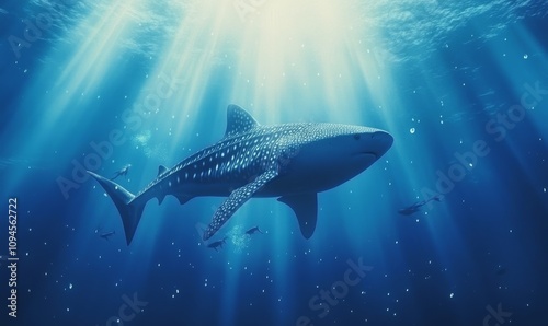 Sharks swimming gracefully in deep blue ocean waters during calm daylight hours