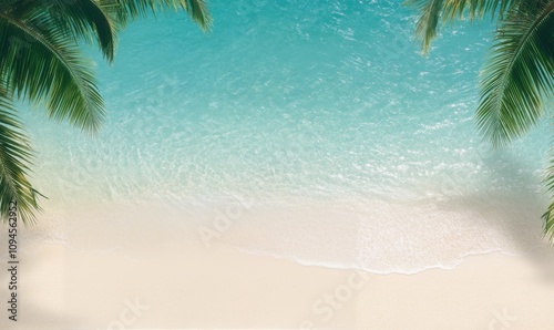 Beautiful tropical beach with clear water and palm trees along the shore in t...