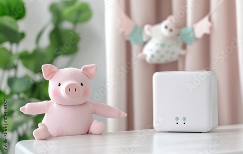 Happy child playing indoors with a device in a cozy living room setting