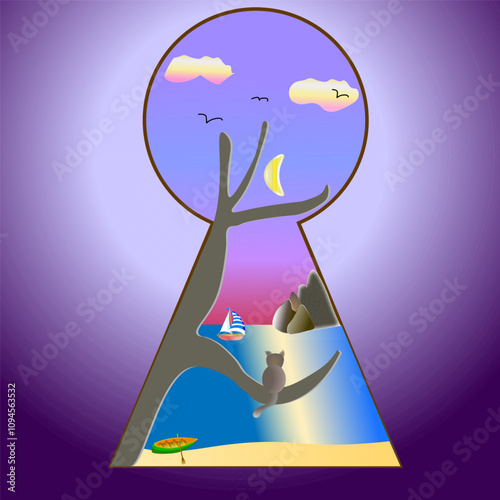 Beautiful landscape Vector illustration in flat styleи иллюстрации