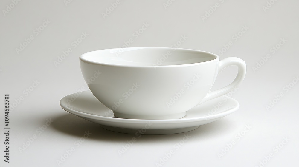 Empty white teacup and saucer on white background. Empty white teacup and saucer on white background.